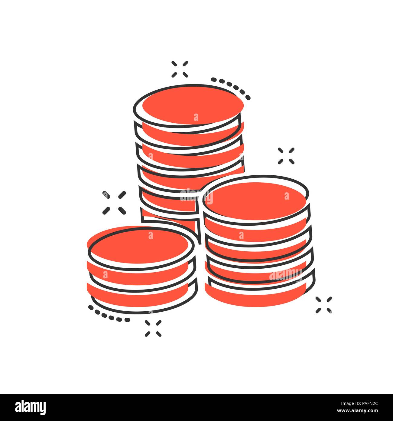 Vector cartoon coins stack icon in comic style. Money coin sign ...