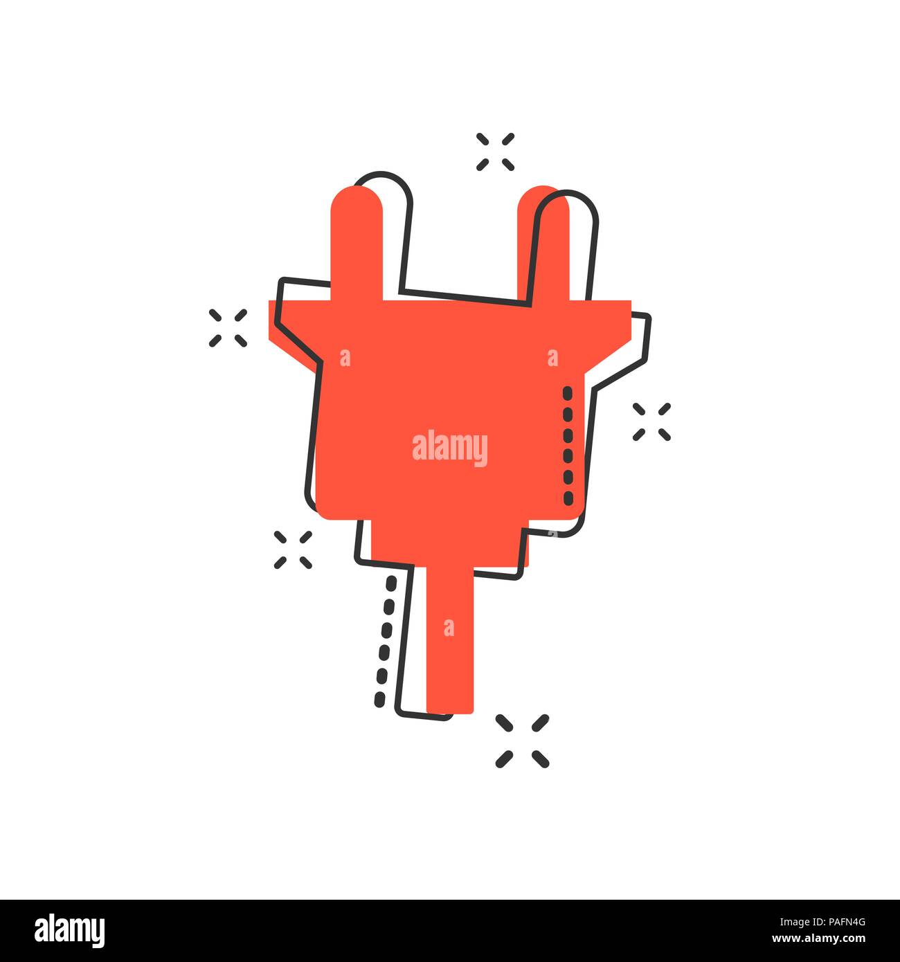 Vector cartoon electric plug sign icon in comic style. Power plug sign ...
