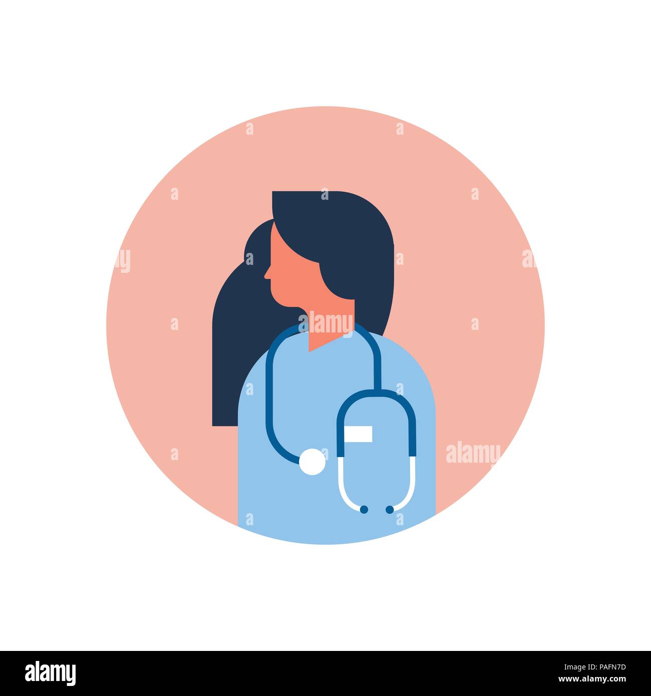 caucasian woman medical doctor stethoscope profile icon female avatar portrait healthcare concept flat Stock Vector