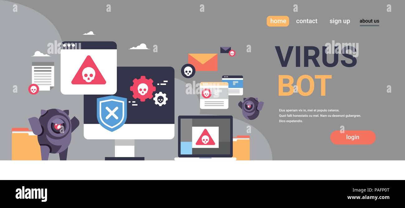 virus bot robot hacker danger piracy error background pirate attack ...