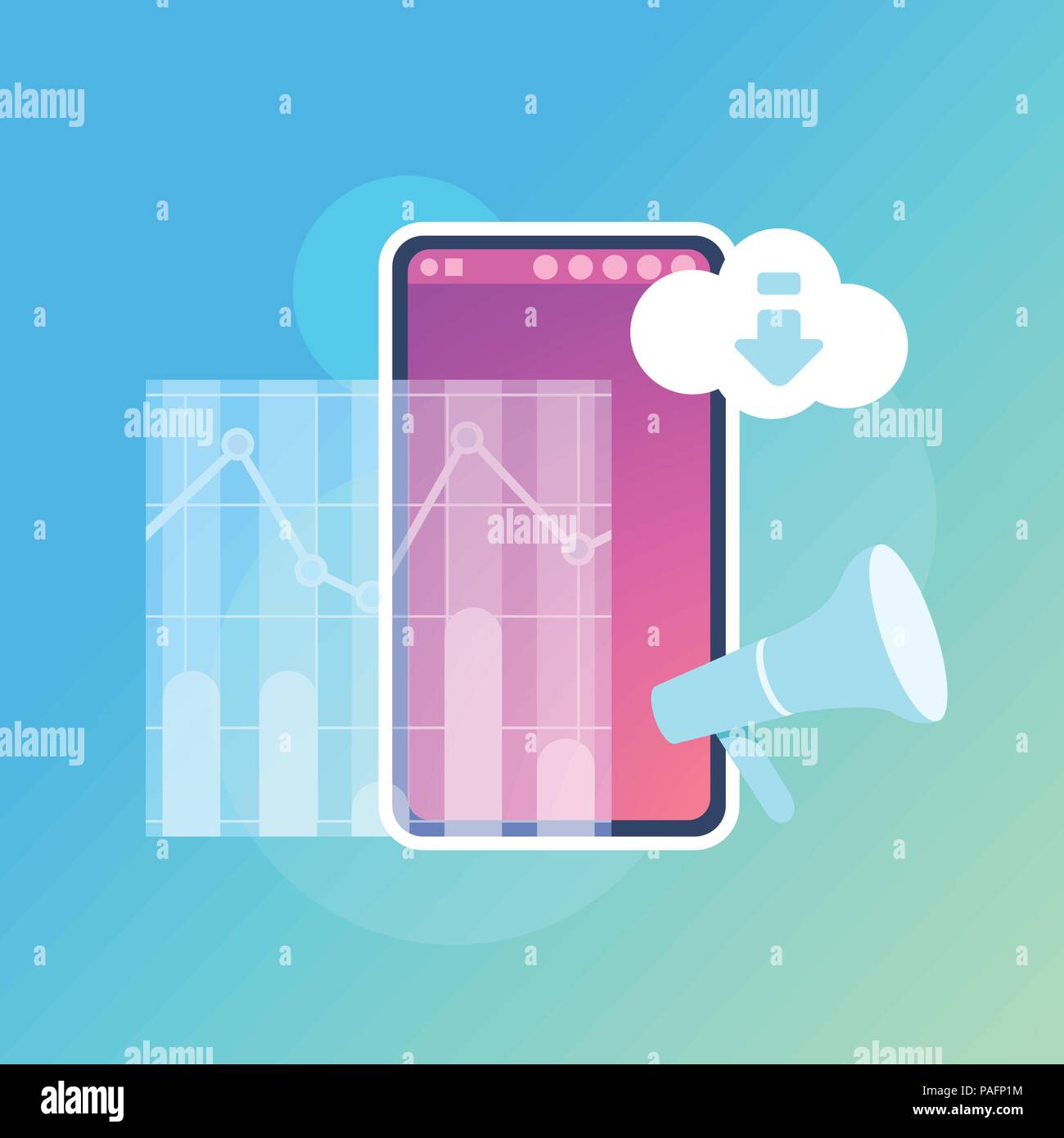 mobile graph synchronization cloud application interface concept for design work and animation flat Stock Vector