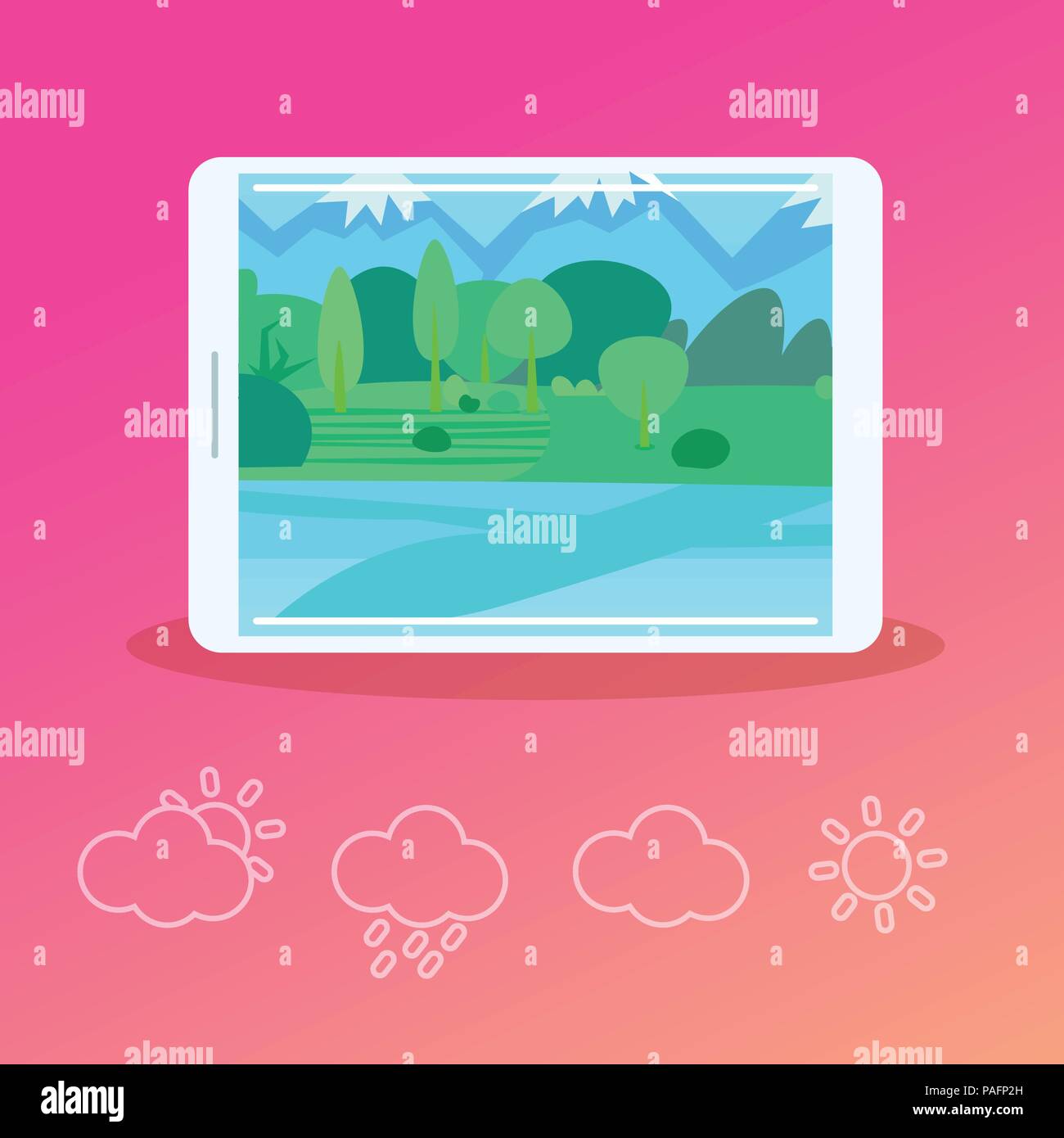 mobile weather forecast application interface concept for design work and animation flat Stock Vector