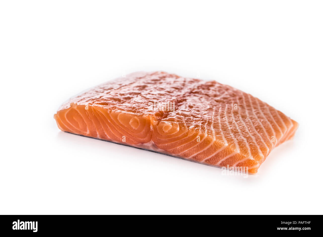 Raw Salmon fillet isolated on white background Stock Photo - Alamy