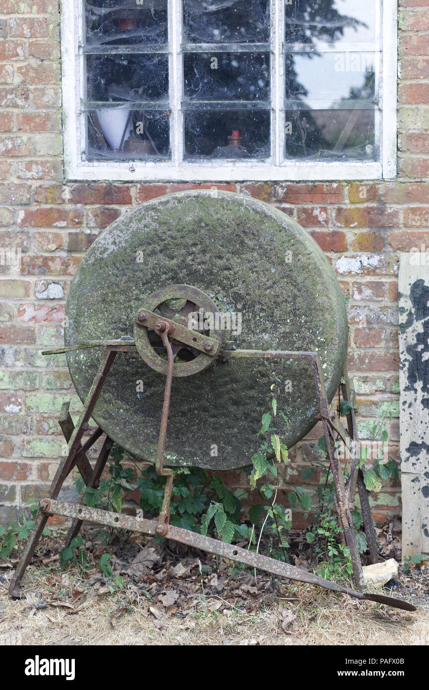 Antique Grinding Stone wheel Stock Photo