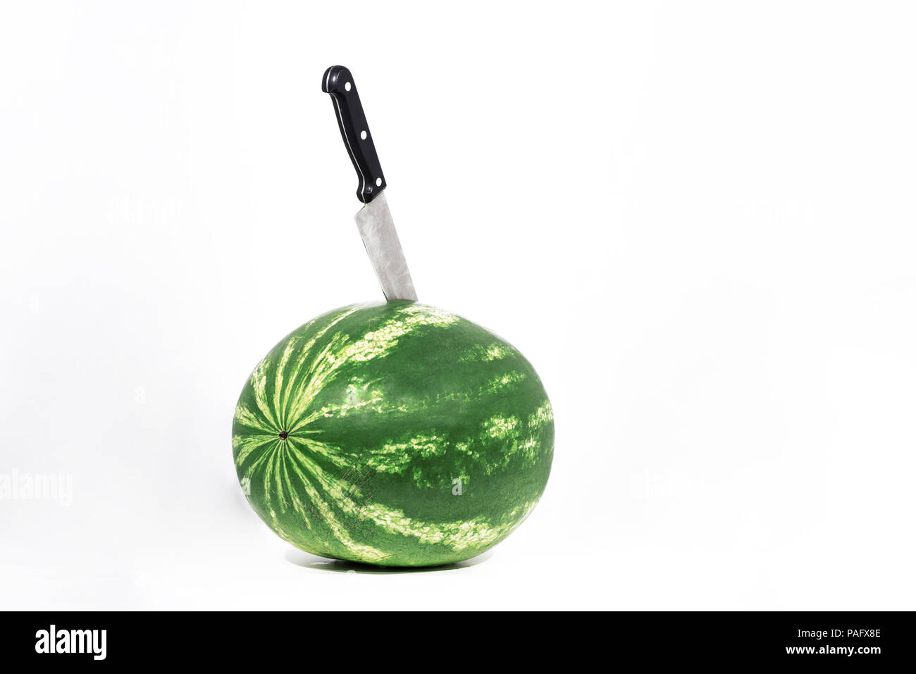 Watermelon isolated on white background. The biggest berry Stock Photo