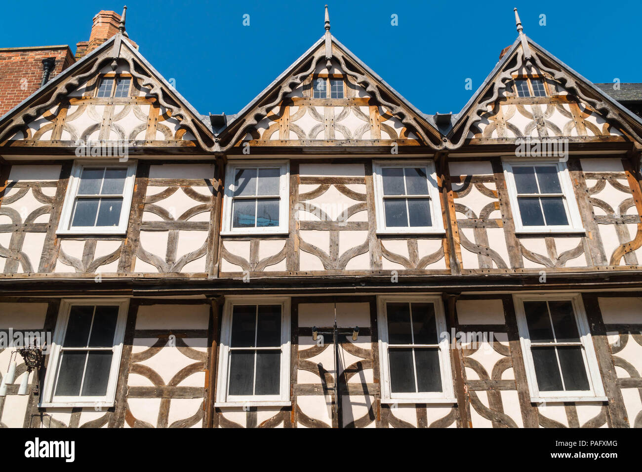 Upper story of Robert Raikes's House. Pub and Restaurant Gloucester. Stock Photo