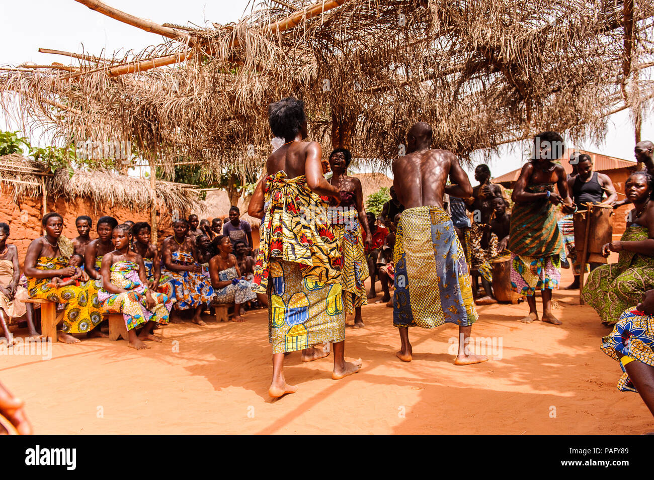 KARA, TOGO MAR 11, 2012 Unidentified Togolese people in a traditional clothes dance the