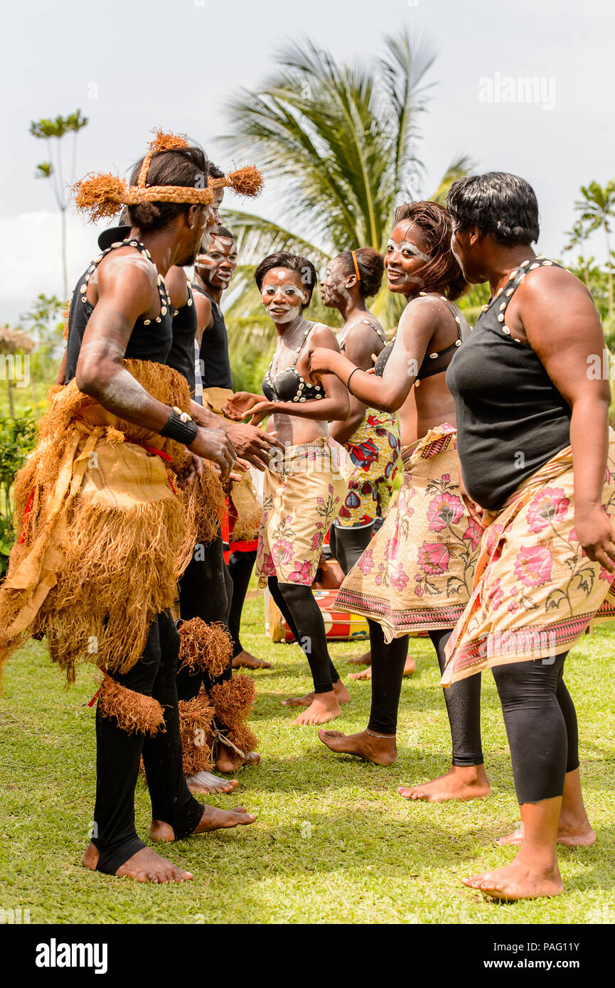 FRANCEVILLE, GABON - MARCH 6, 2013: Unidentified Gabonese people in