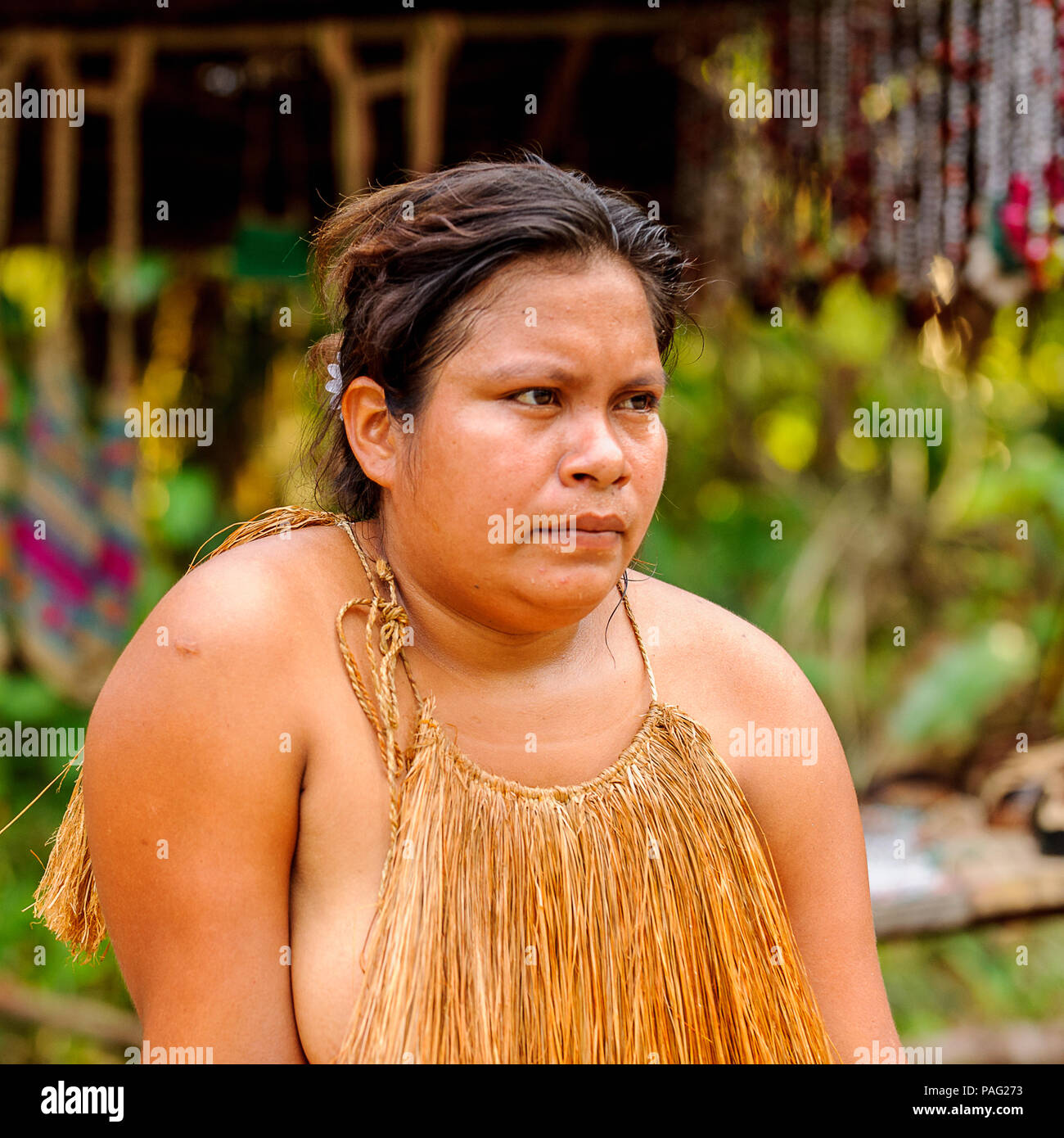 AMAZONIA, PERU NOV 10, 2010 Unidentified Amazonian indigenous woman