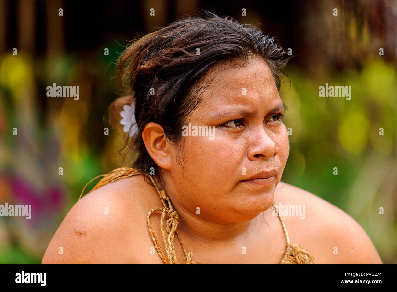 AMAZONIA, PERU NOV 10, 2010 Unidentified Amazonian indigenous woman