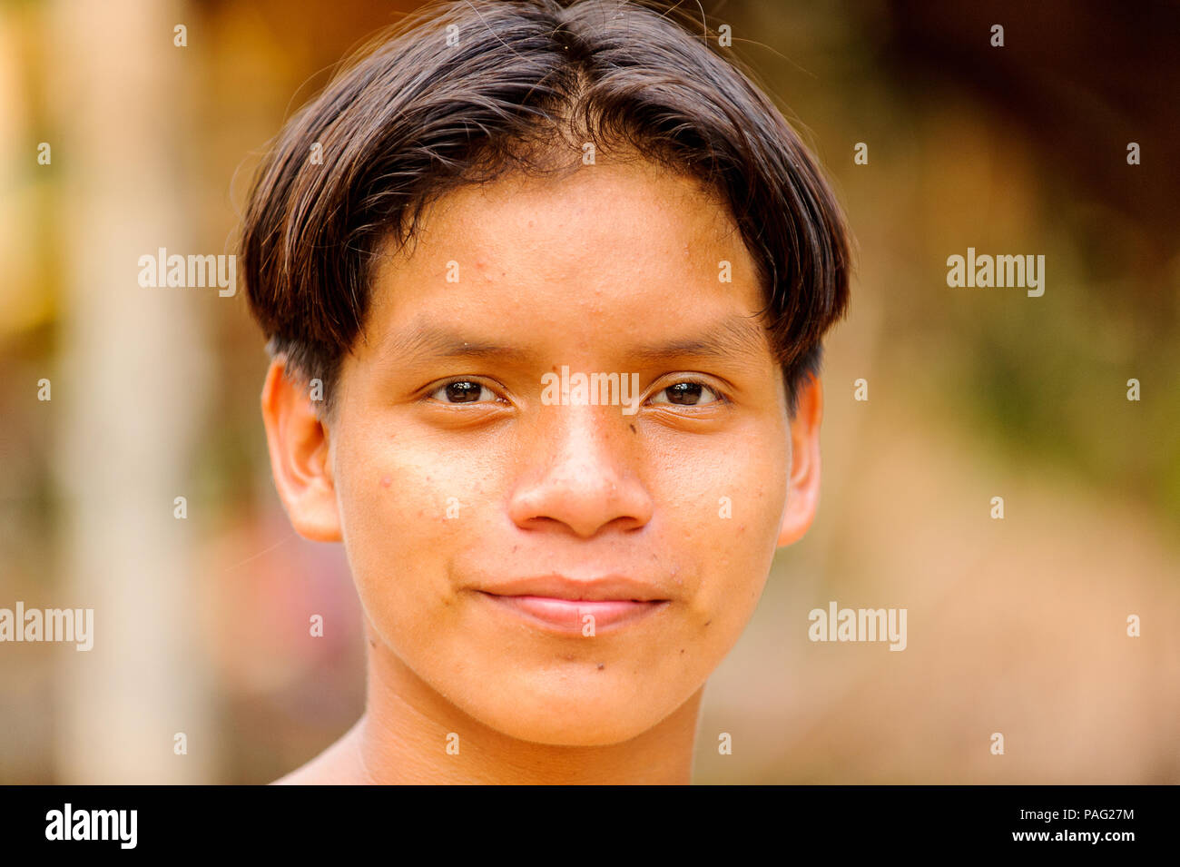 AMAZONIA, PERU NOV 10, 2010 Unidentified Amazonian indigenous boy