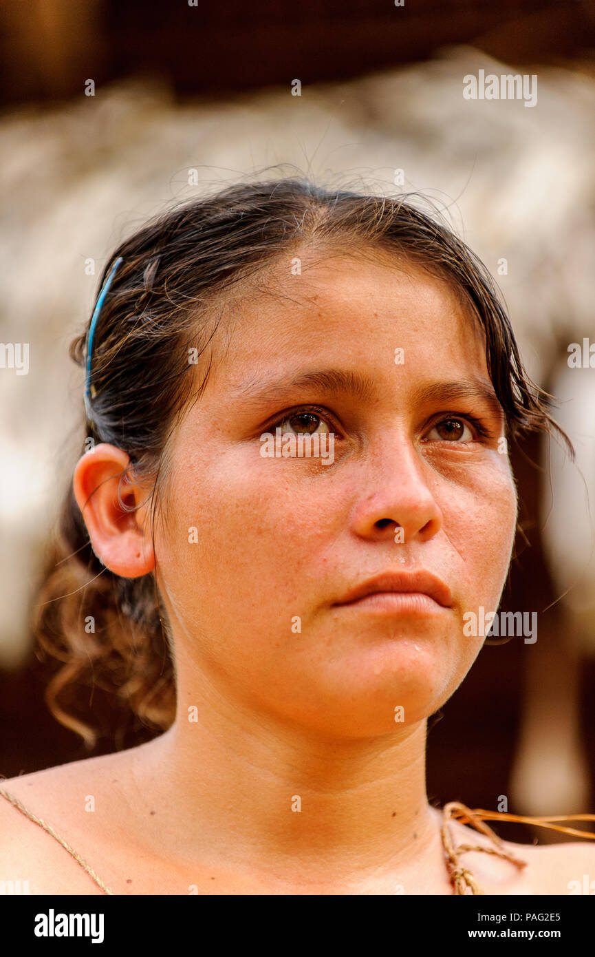 AMAZONIA, PERU NOV 10, 2010 Unidentified Amazonian indigenous girl