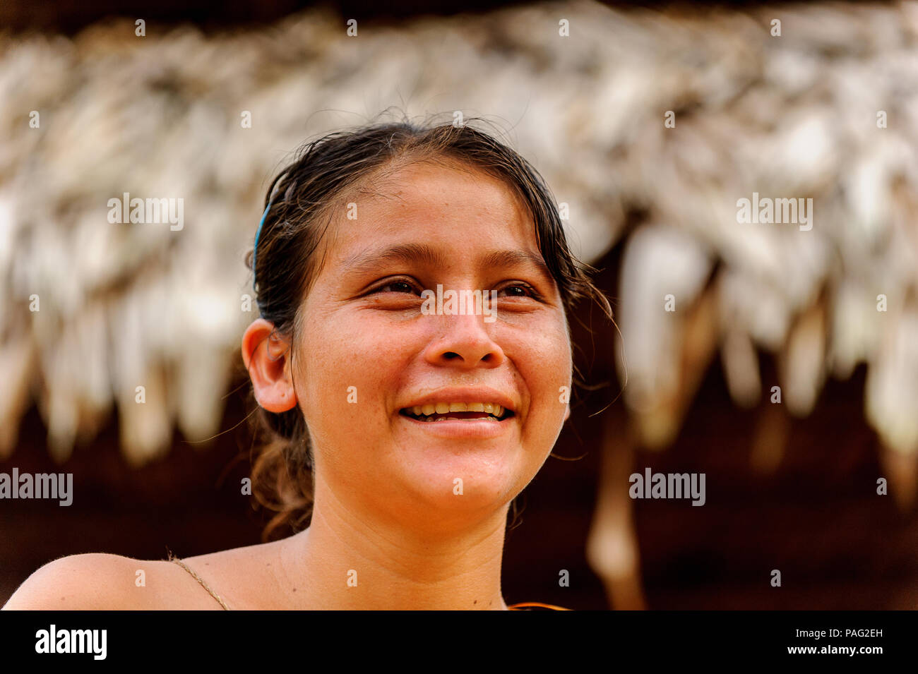 AMAZONIA, PERU NOV 10, 2010 Unidentified Amazonian indigenous girl