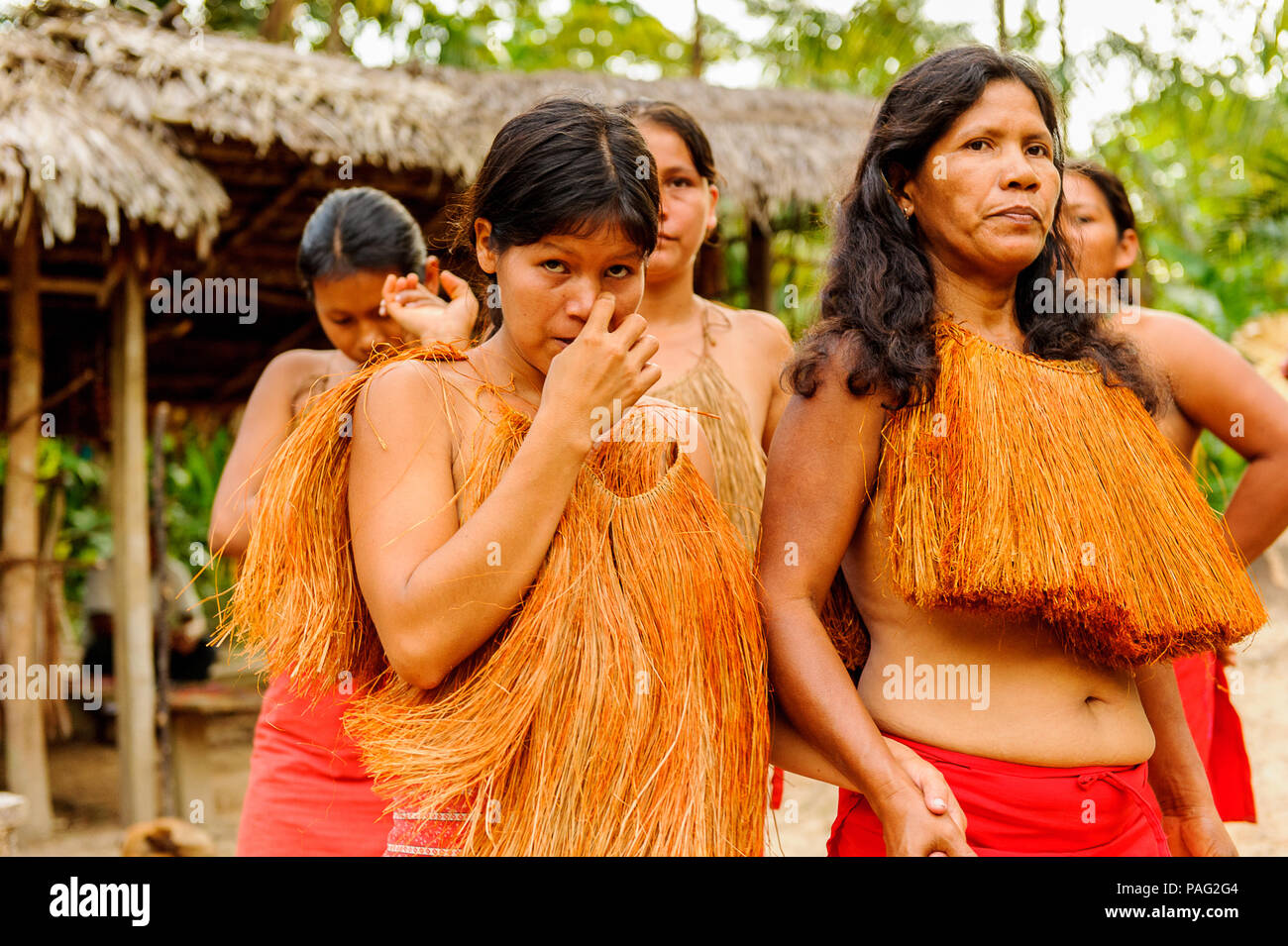 AMAZONIA, PERU NOV 10, 2010 Unidentified Amazonian indigenous people