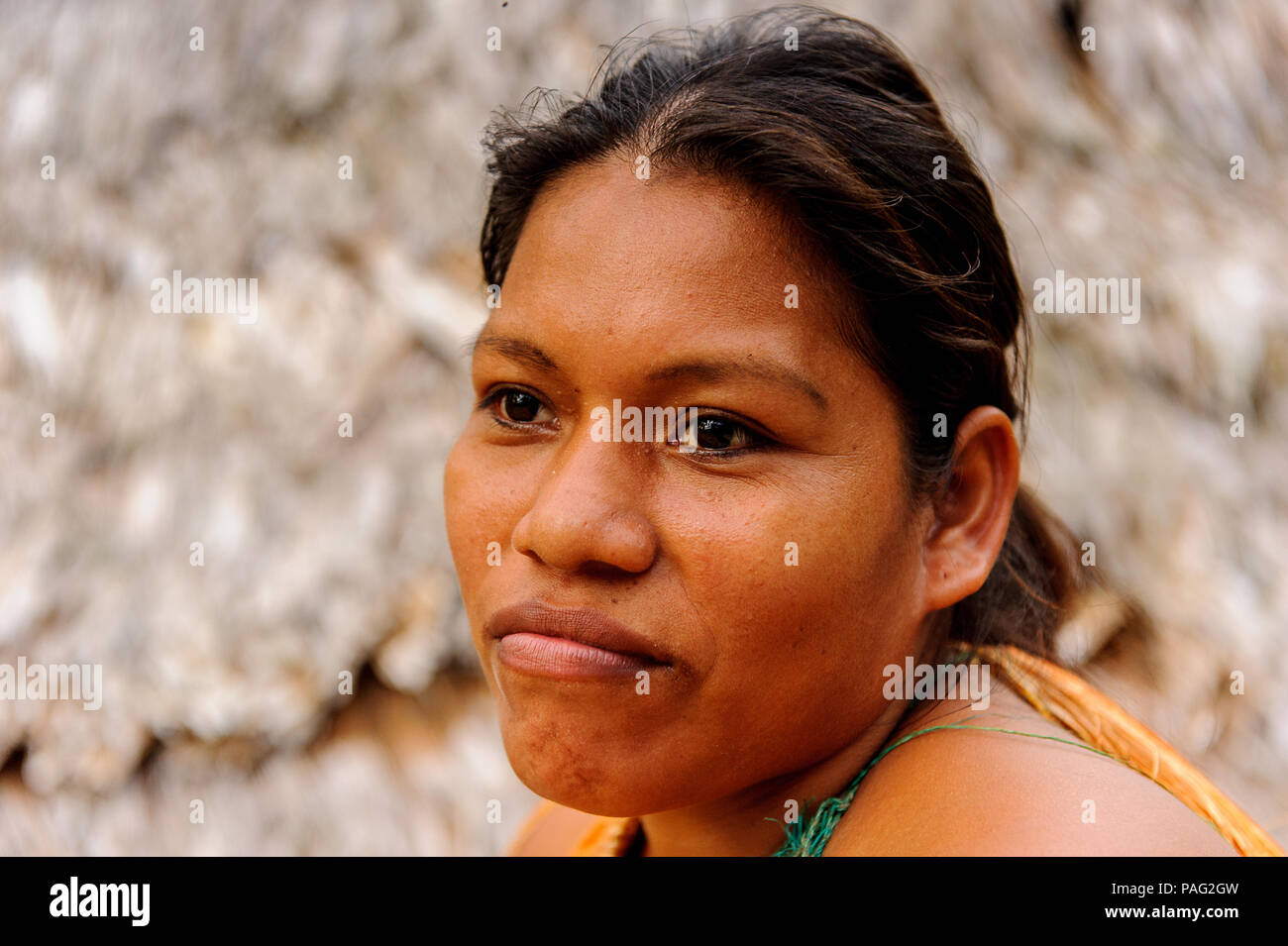 AMAZONIA, PERU NOV 10, 2010 Unidentified Amazonian indigenous girl