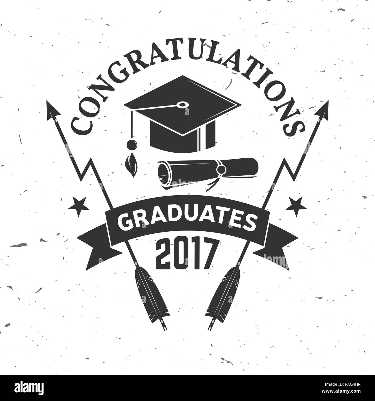 Vector Class of 2017 badge. Concept for shirt, print, seal, overlay or stamp, greeting, invitation card. Typography design- stock vector. Graduation d Stock Vector
