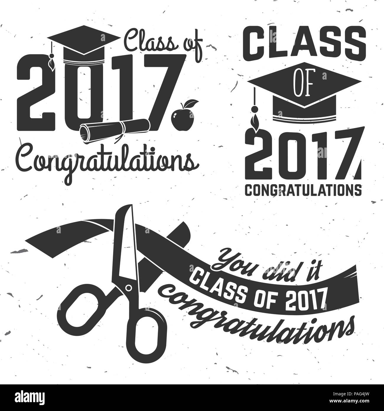 Set of Vector Class of 2017 badges. Concept for shirt, print, seal ...