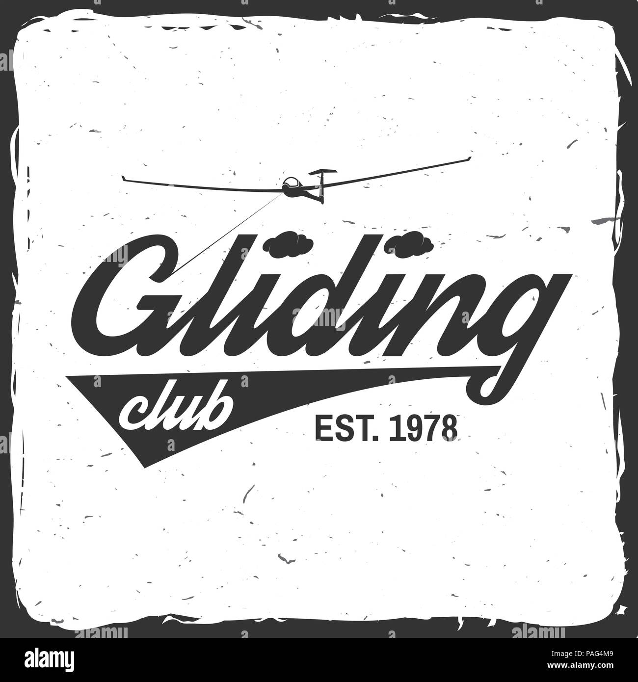 Vector Gliding club retro badge. Concept for shirt, print, seal, overlay or stamp. Typography design- stock vector. Soaring club design with glider pl Stock Vector