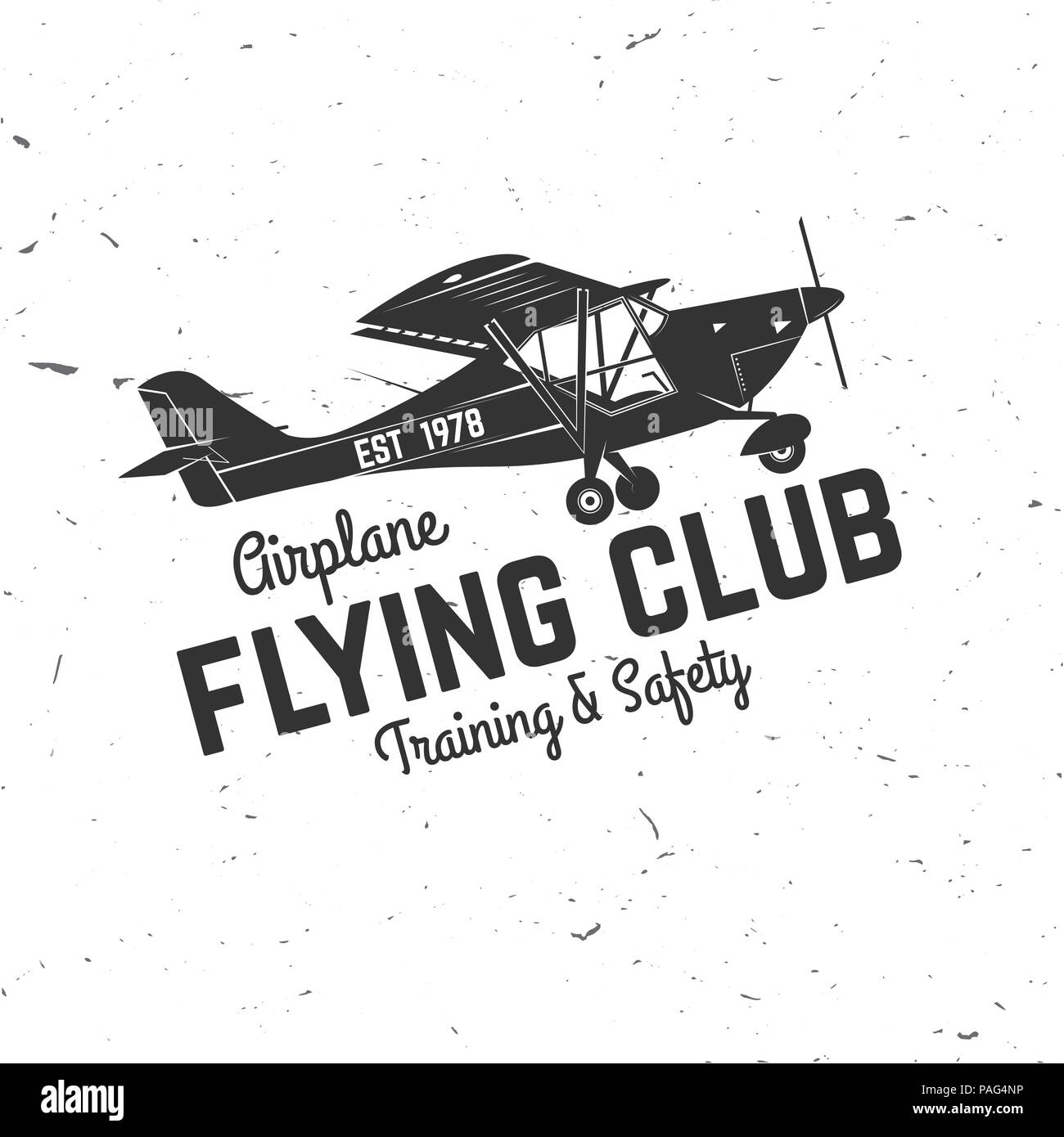 Flying club retro badge. Concept for shirt, print, seal, overlay or stamp. Typography design- stock vector. Flying club design with airplane silhouett Stock Vector