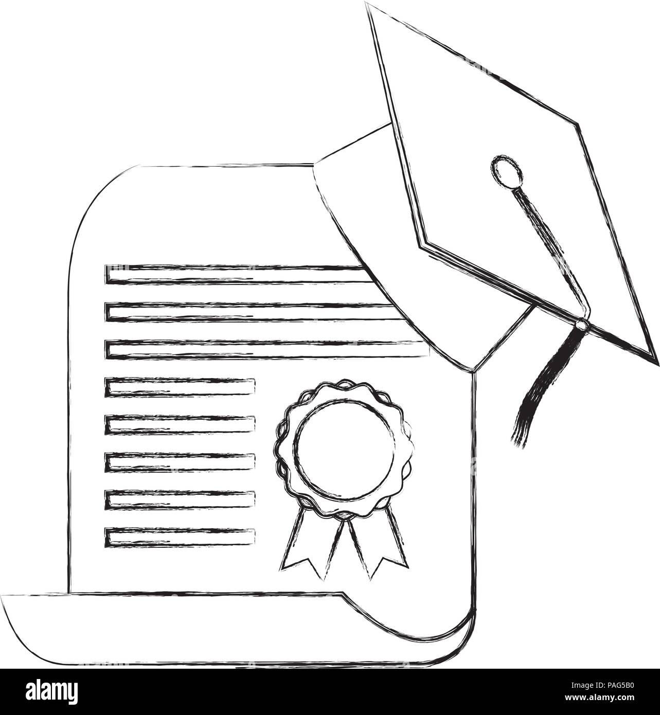 graduation hat certificate school paper stock vector art