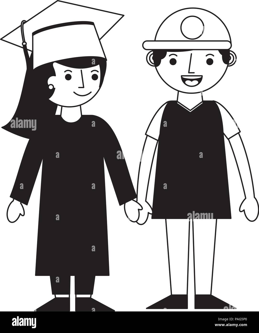 Graduate Girl Holding Hand Her Brother Stock Vector Image Art Alamy