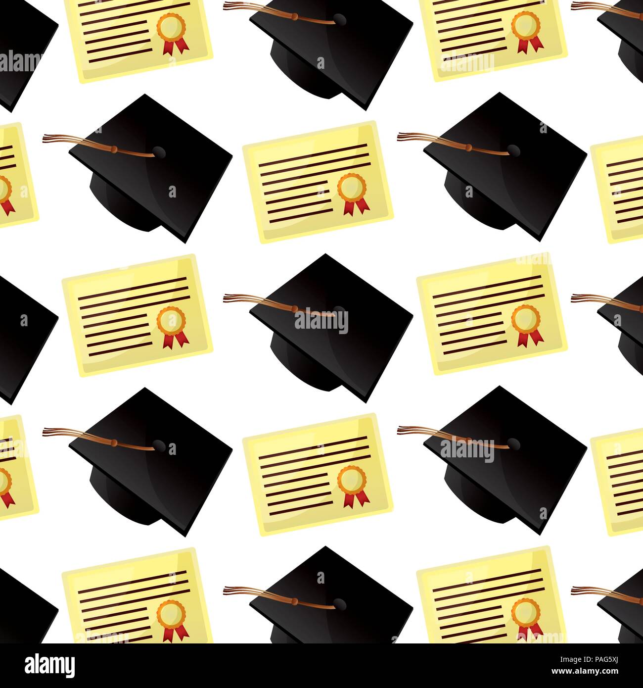 parchment diploma and hats graduation pattern Stock Vector Image & Art
