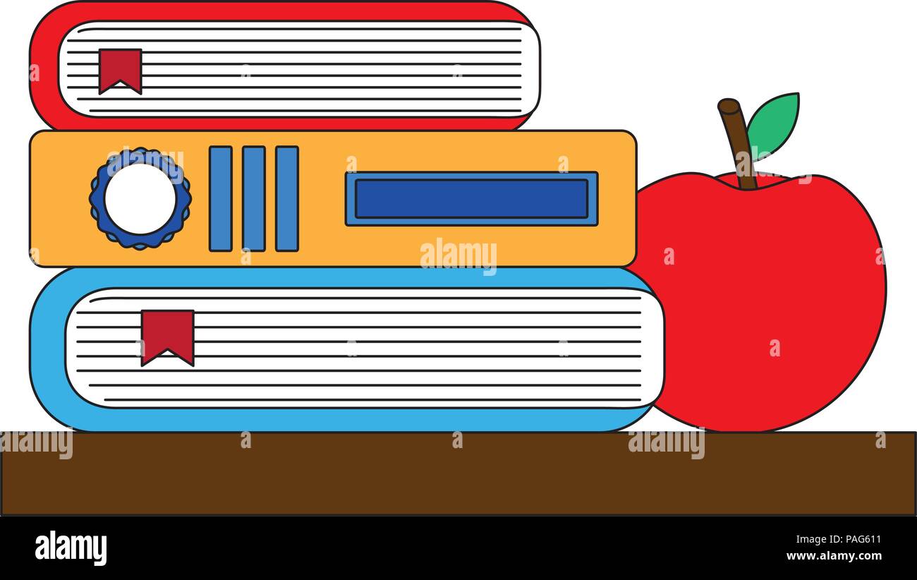 library books with apple Stock Vector