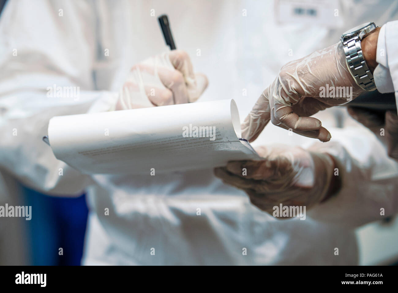 Scientists working in laboratory Stock Photo