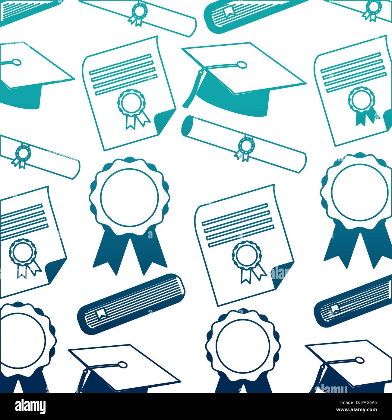 parchment diploma and hats graduation pattern Stock Vector Image & Art