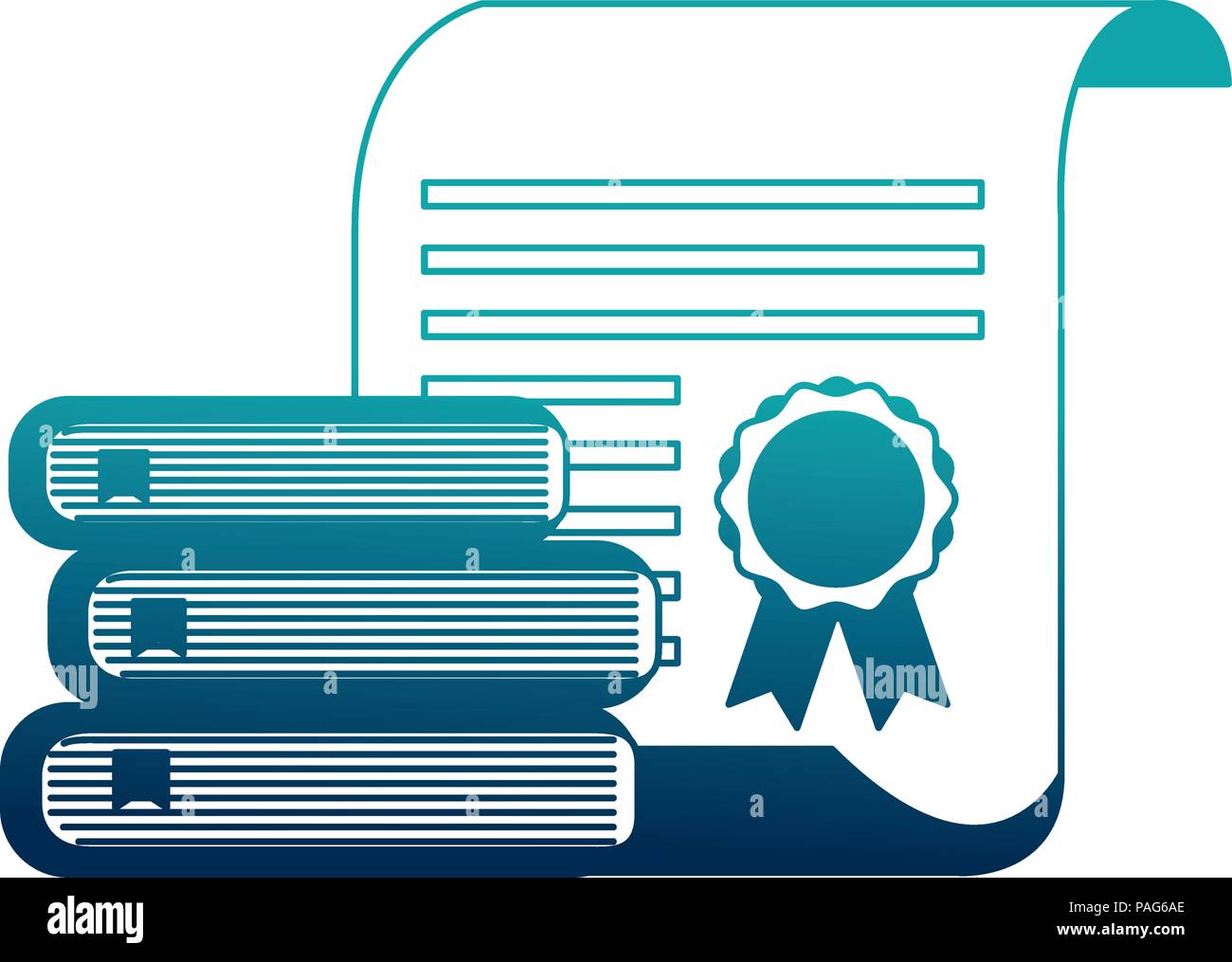 parchment diploma graduation with books Stock Vector Image & Art Alamy