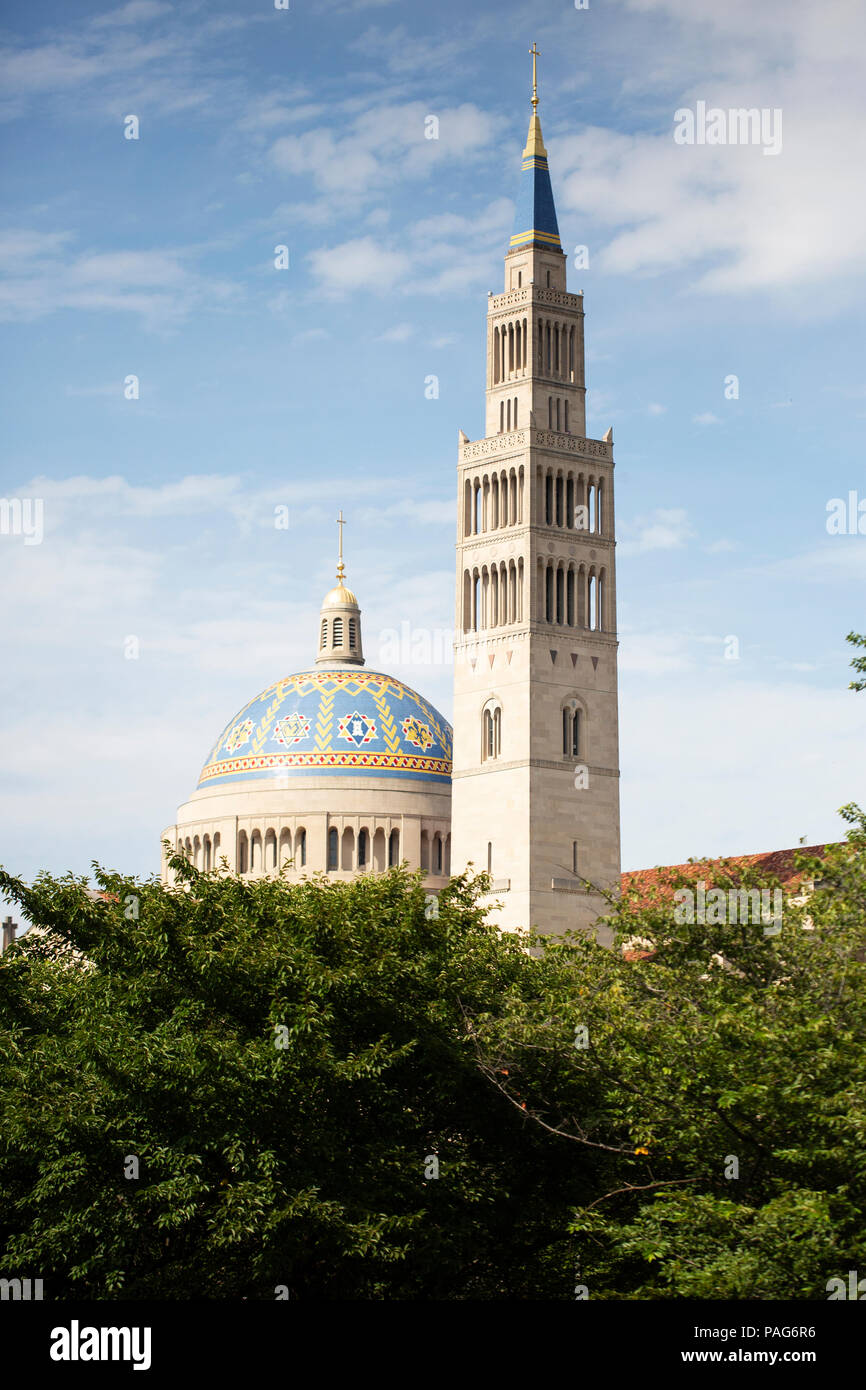 The Basilica of the National Shrine of the Immaculate Conception in Washington, DC. Stock Photo