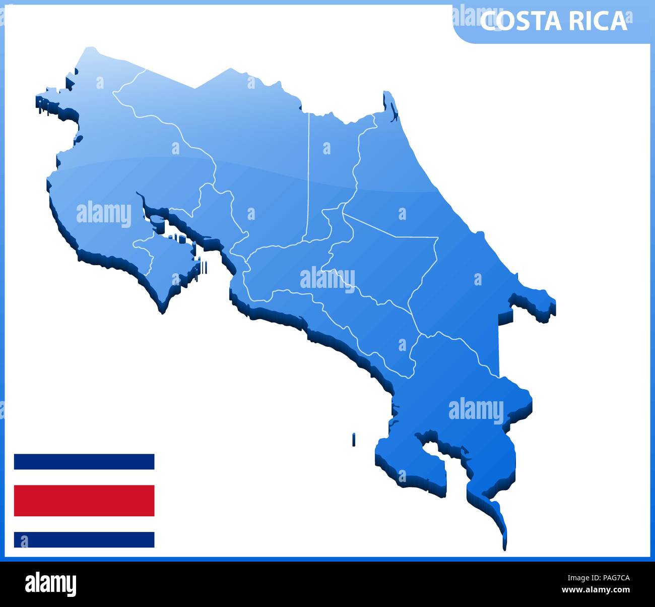 Highly Detailed Three Dimensional Map Of Costa Rica Administrative Division Stock Vector Image 6251