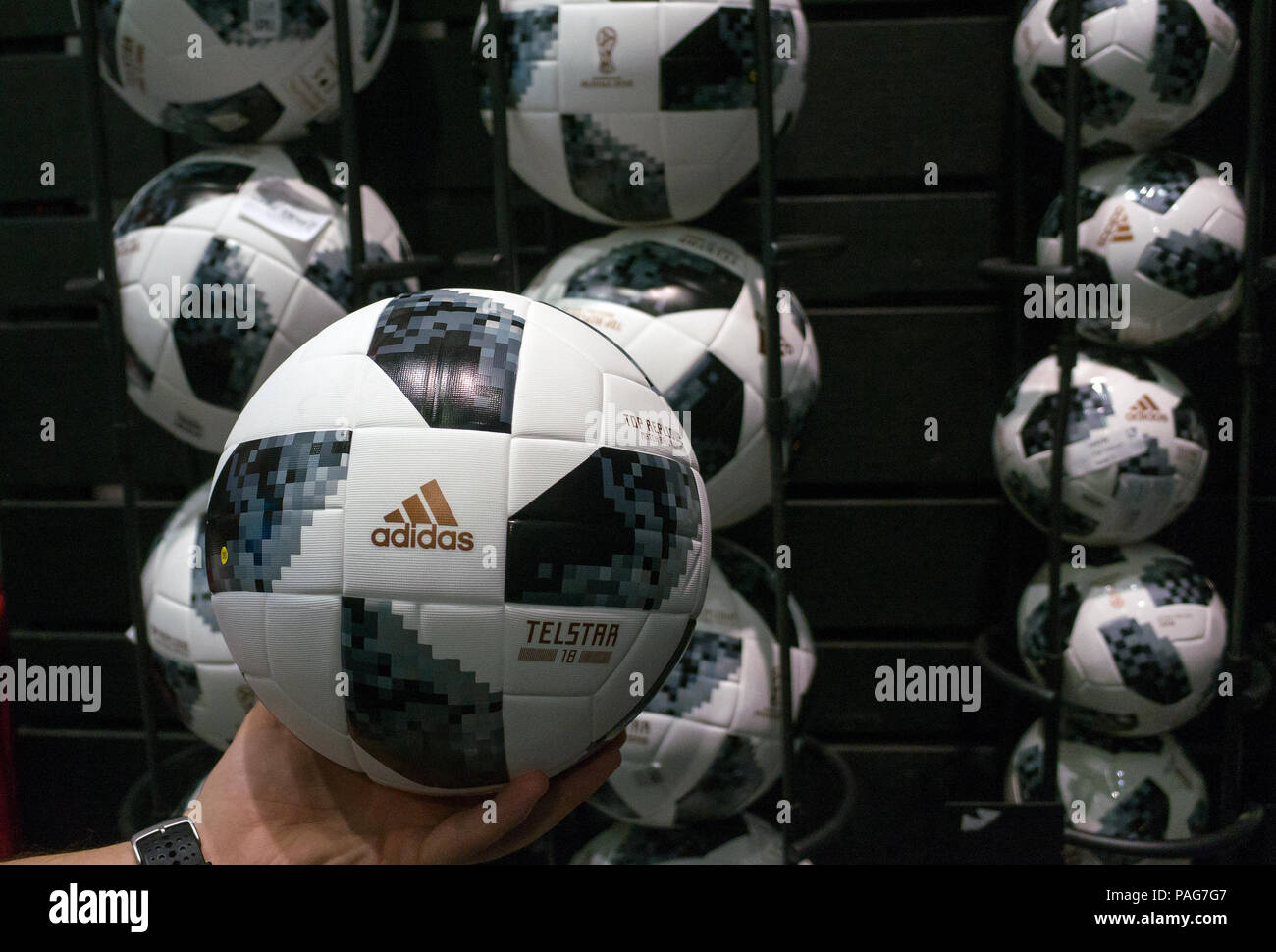 November 12, 2017 Moscow, Russia. The official ball of FIFA World Cup 2018 Adidas  Telstar 18 Stock Photo - Alamy