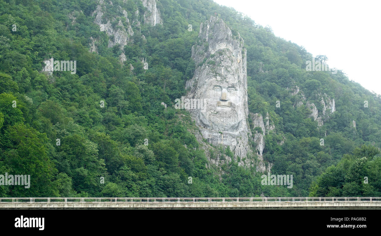 Decebal stone statue Danube Rumunia Stock Photo