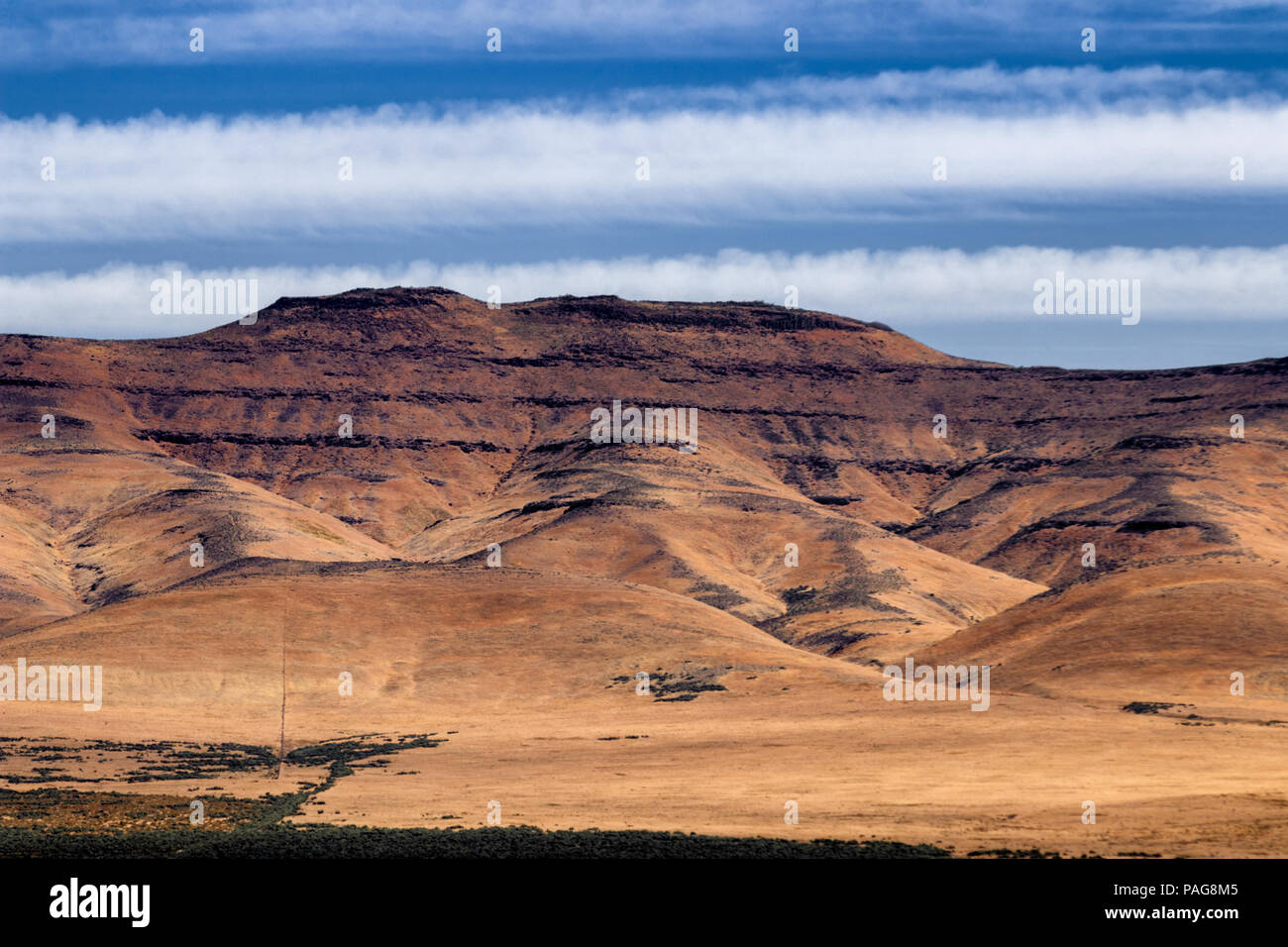 Eastern Washington Palouse vast expanse desert view with blue sky and clouds Stock Photo