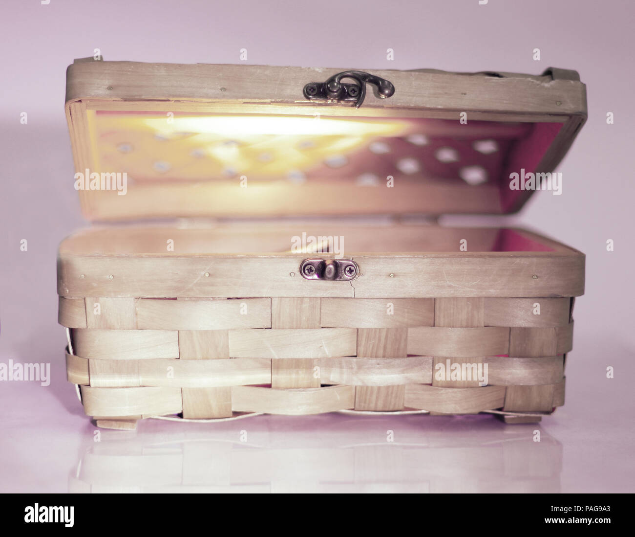 beautiful wicker casket .isolated on a light background. Stock Photo