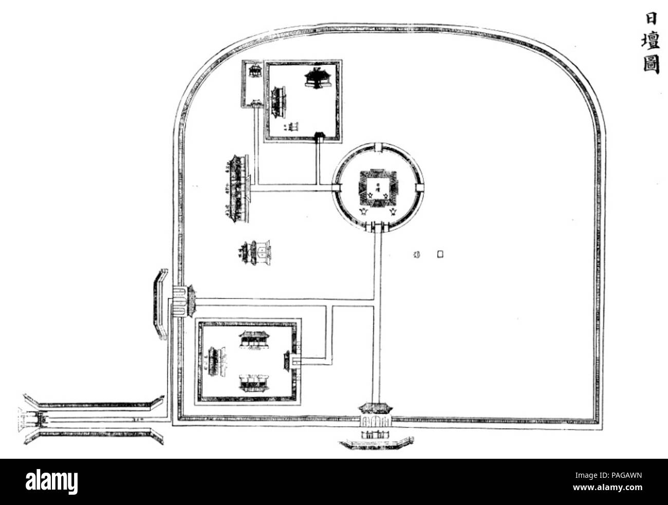 A Qing Dynasty map of the Temple of the Sun.. - Stock Image
