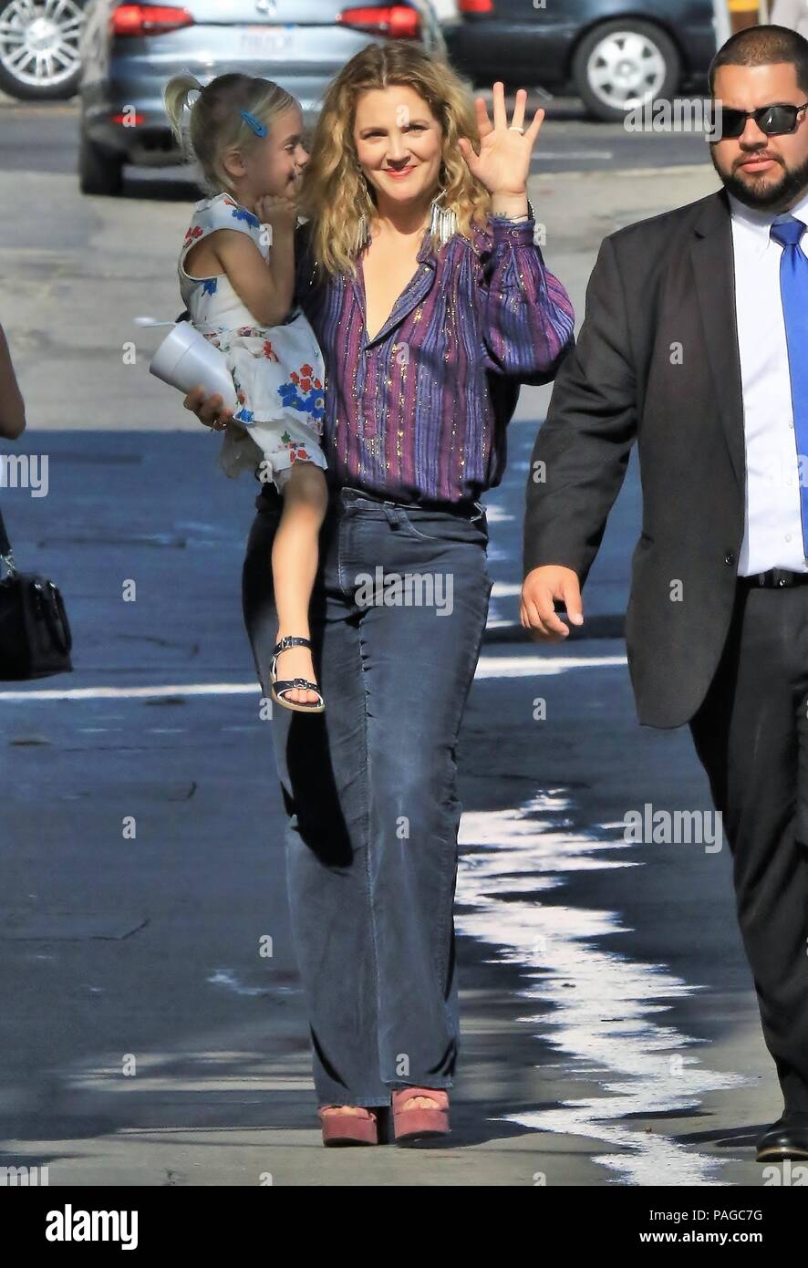 Celebrities arrive at the 'Jimmy Kimmel Live!' studios  Featuring: Drew Barrymore, Frankie Barrymore Kopelman Where: Los Angeles, California, United States When: 21 Jun 2018 Credit: WENN.com Stock Photo