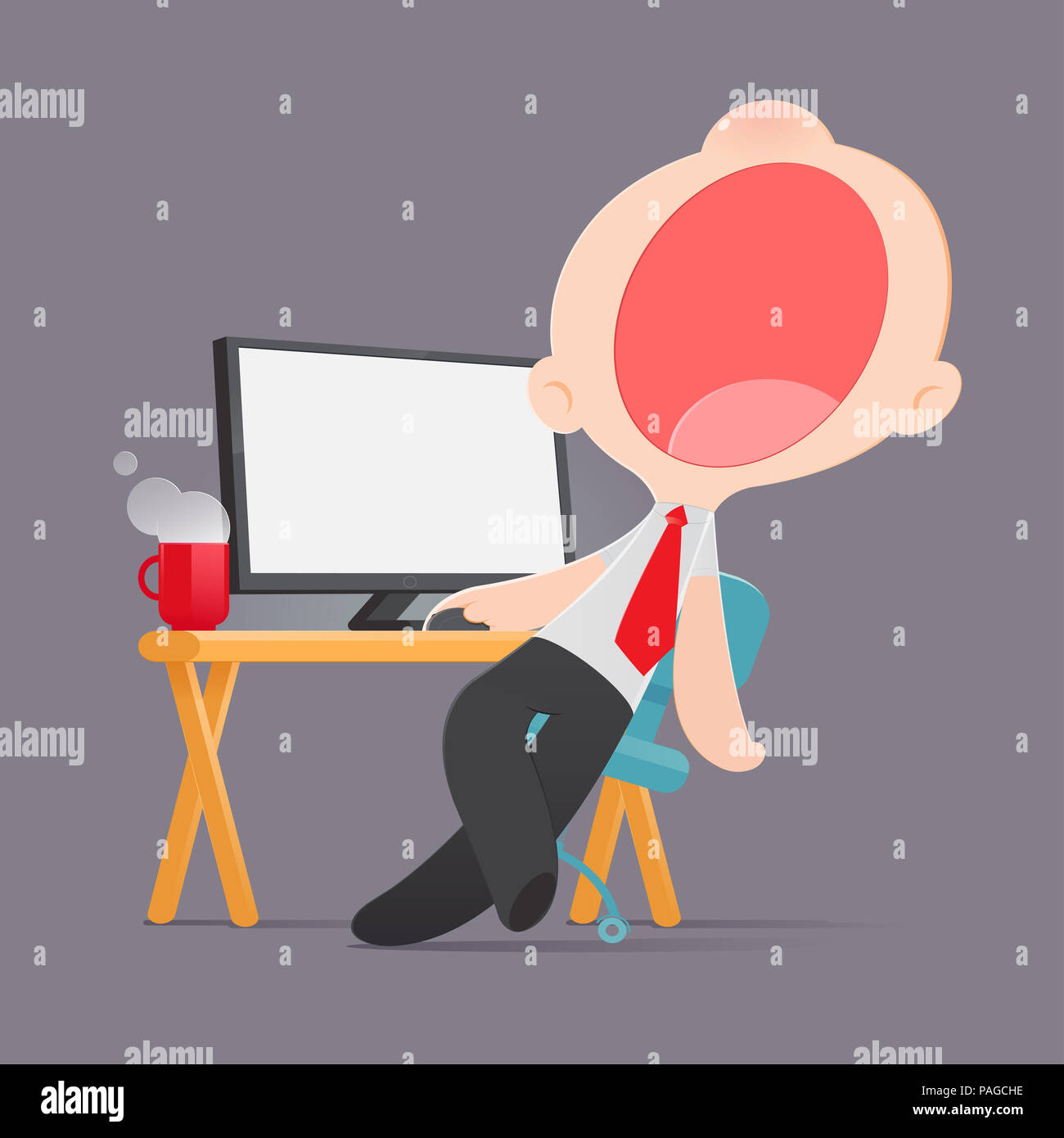 Lazy Man Disinterested In Boring Routine Bored Yawn Businessman