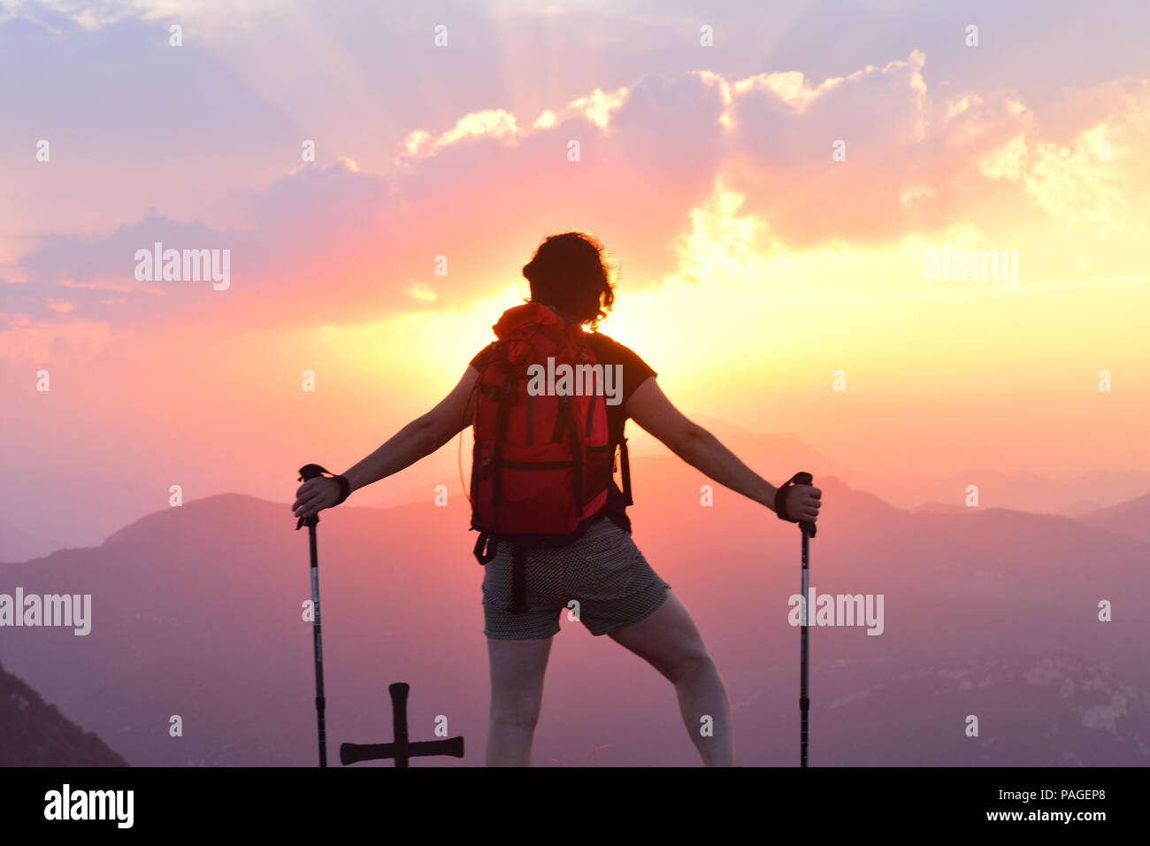Hiker watching nature in summer hi-res stock photography and images - Alamy