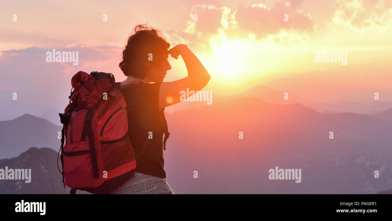 Portrait successful woman hiker hi-res stock photography and images - Alamy