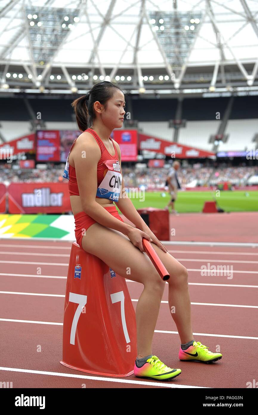 London, UK. 22nd July, 2018. Xiaojing Liang (CHN) in the womens 4 x