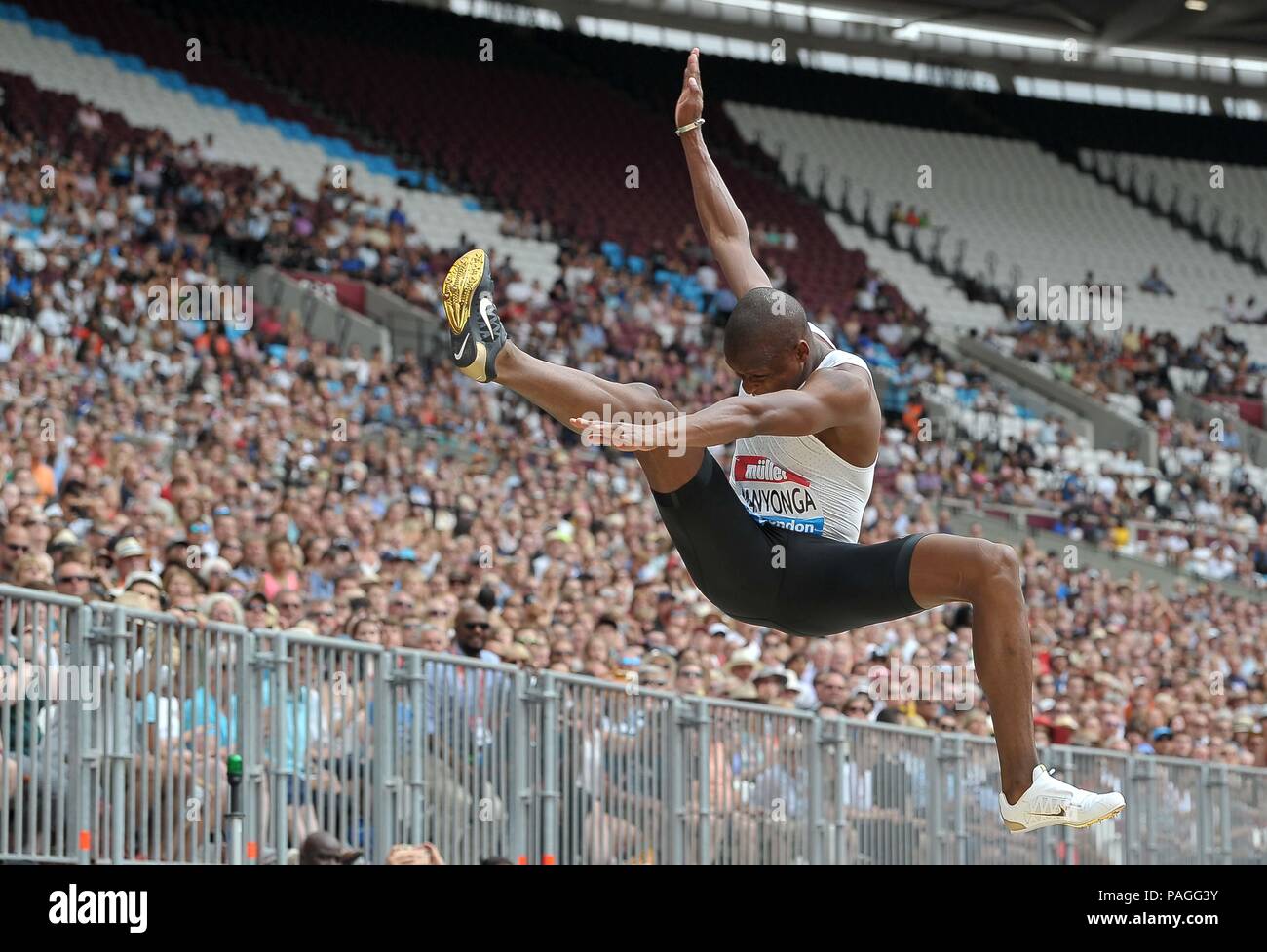 London, UK. 22nd July, 2018. Luvo Manyonga (RSA) in the mens long jump. Muller Anniversary Games. IAAF Diamond League. Olympic Stadium. Queen Elizabeth Olympic Park. Stratford. London. UK. 22/07/2018. Credit: Sport In Pictures/Alamy Live News Stock Photo