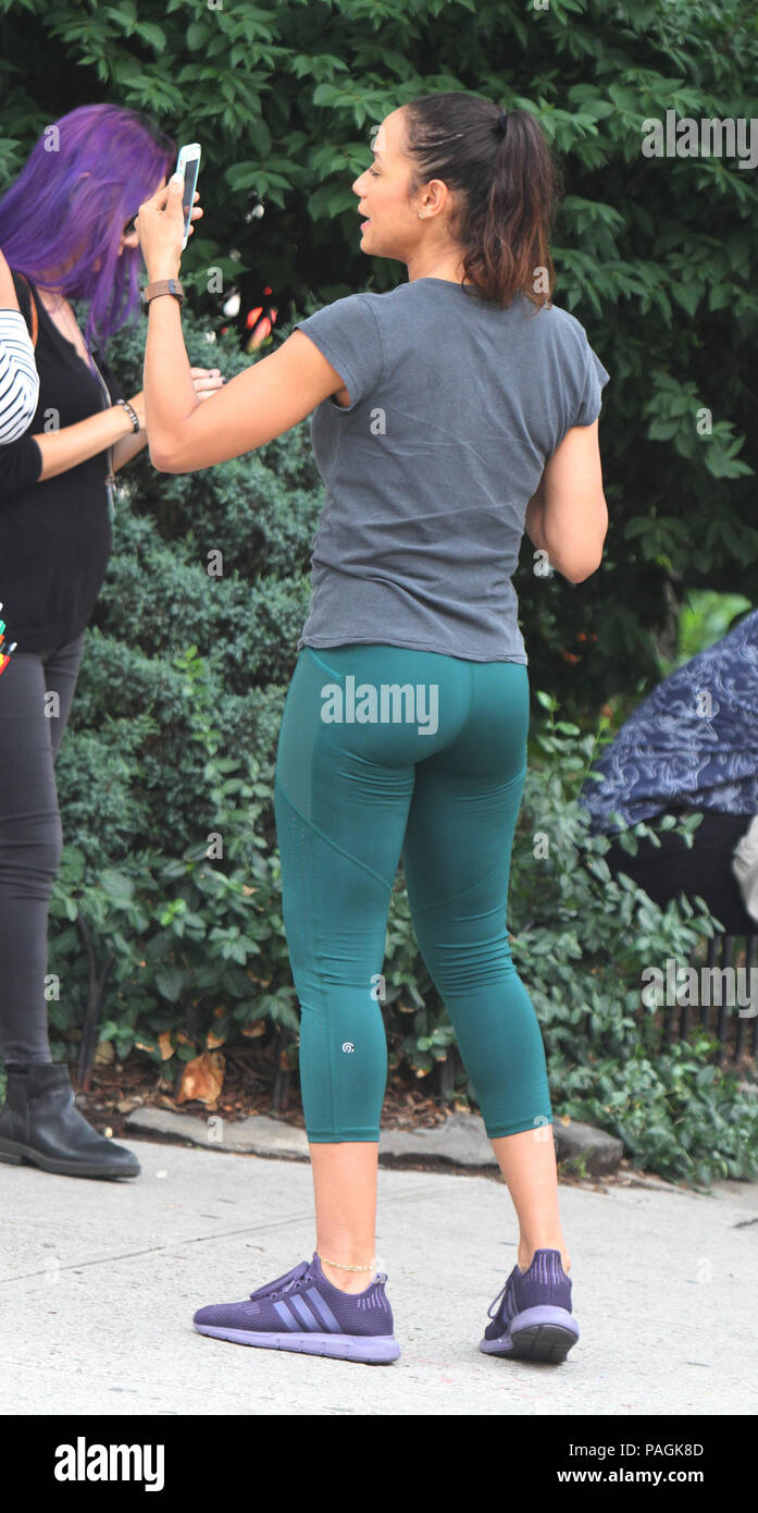 New York, NY, USA. 22nd July, 2018. Dania Ramirez filming in Kevin