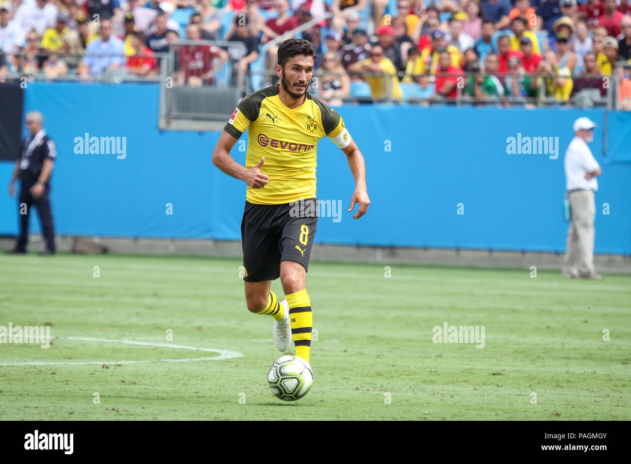 Charlotte, North Carolina, USA. 22nd July, 2018. Borussia Dortmund midfielder Nuri Sahin (8) during an International Champions Cup match at Bank of America Stadium in Charlotte, NC. Borussia Dortmund of the German Bundesliga beat Liverpool of the English Premier League 3 to 1. Credit: Jason Walle/ZUMA Wire/Alamy Live News Stock Photo