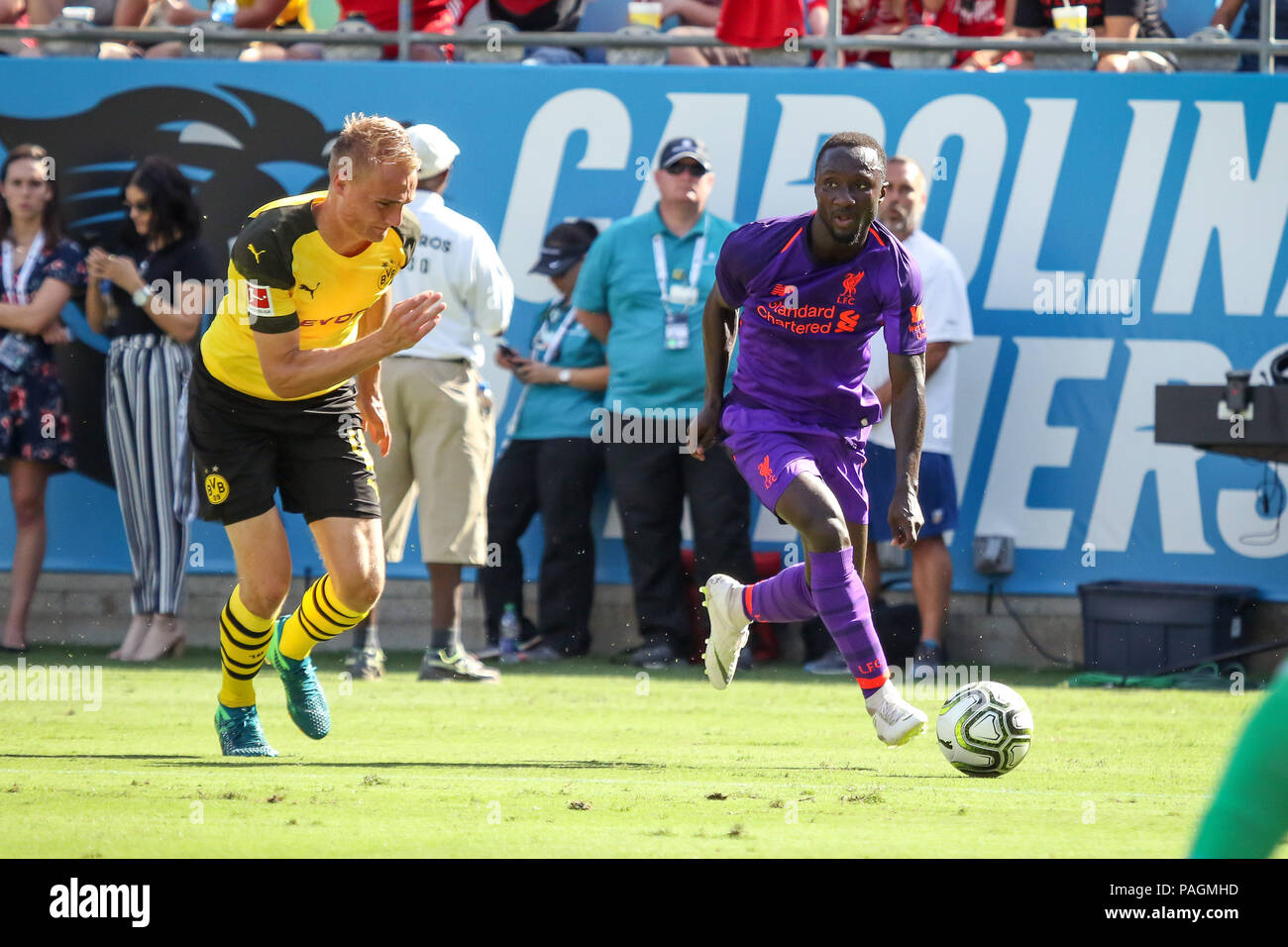 Charlotte, North Carolina, USA. 22nd July, 2018. Game action during an International Champions Cup match at Bank of America Stadium in Charlotte, NC. Borussia Dortmund of the German Bundesliga beat Liverpool of the English Premier League 3 to 1. Credit: Jason Walle/ZUMA Wire/Alamy Live News Stock Photo