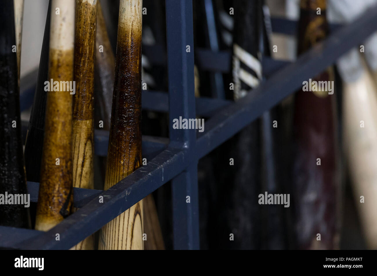 Milwaukee, WI, USA. 21st July, 2018. A picture of bats covered with pine tar in the Dodger