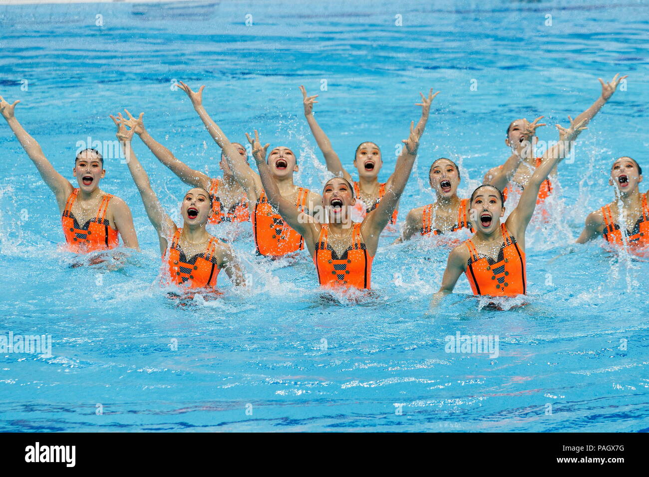 Budapest. 22nd July, 2018. Members of Japan perform during the women