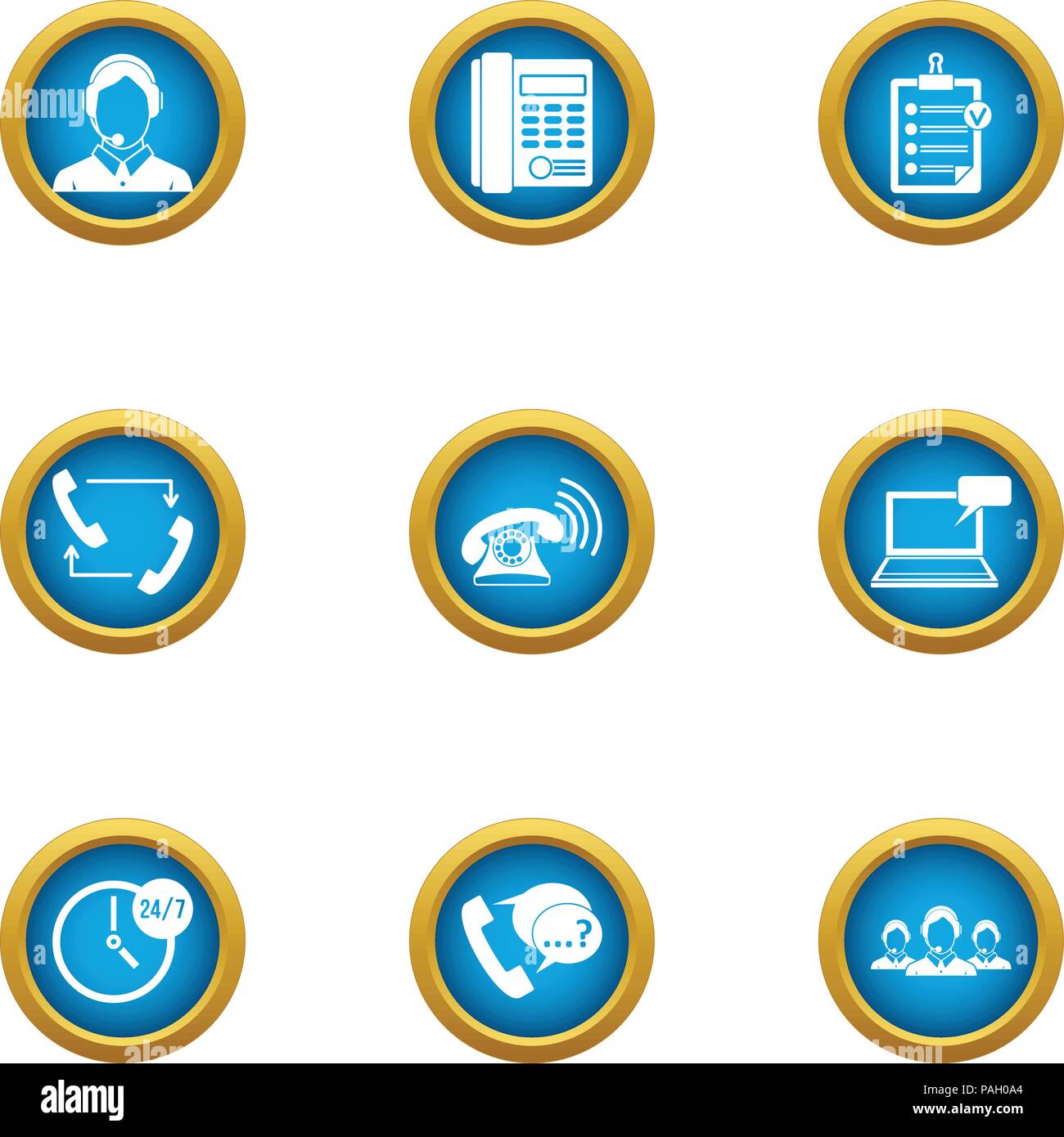 Render assistance icons set, flat style Stock Vector
