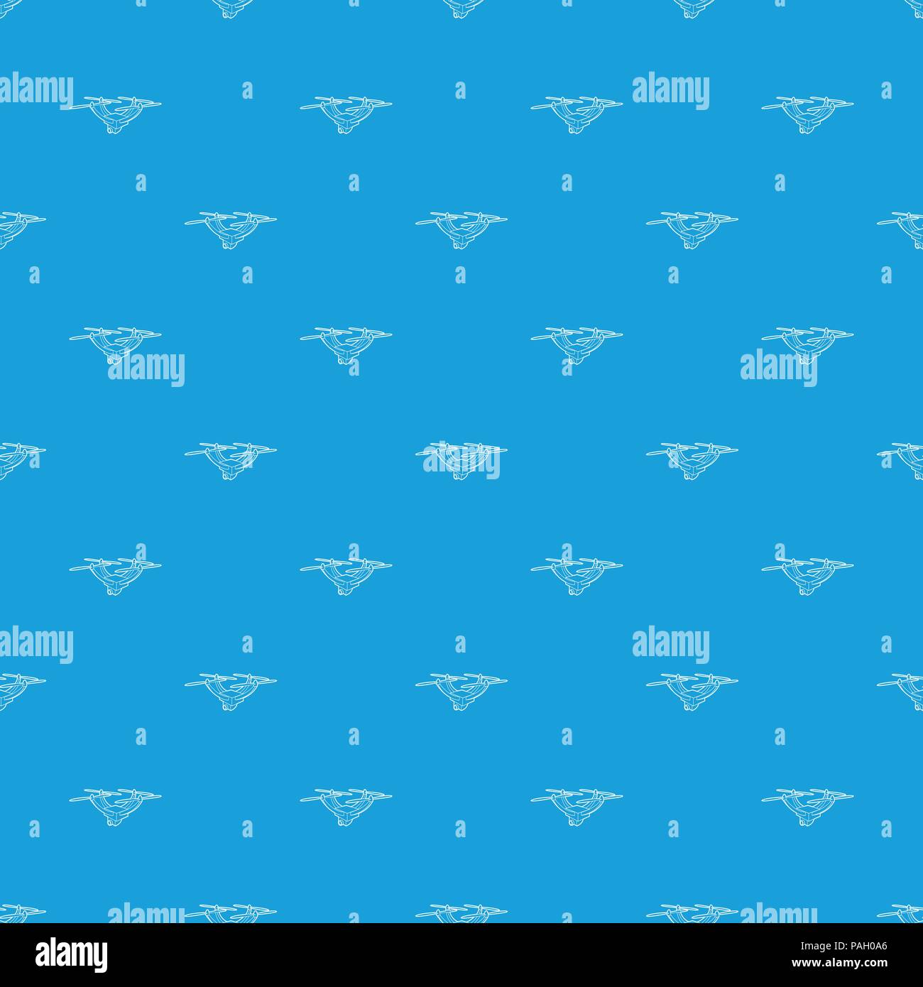 Drone with camera pattern vector seamless blue Stock Vector